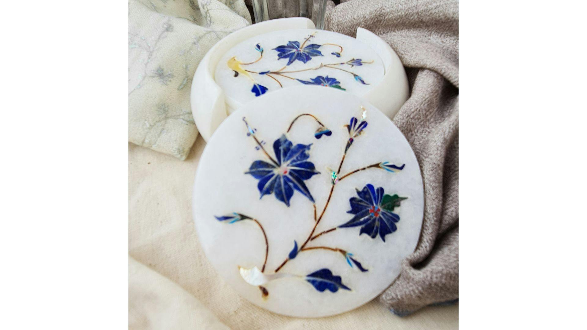 Marble Inlay Coasters | Peepul Tree India
