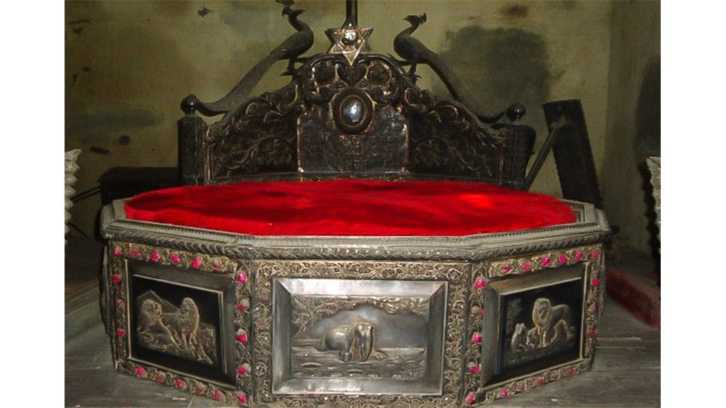 Silver throne of Darbhanga in a derelict state in Maharaja Lakshmeshwar Singh Museum, Darbhanga