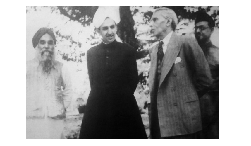 Master Tara Singh with Khizr Hyat Khan and Jinnah