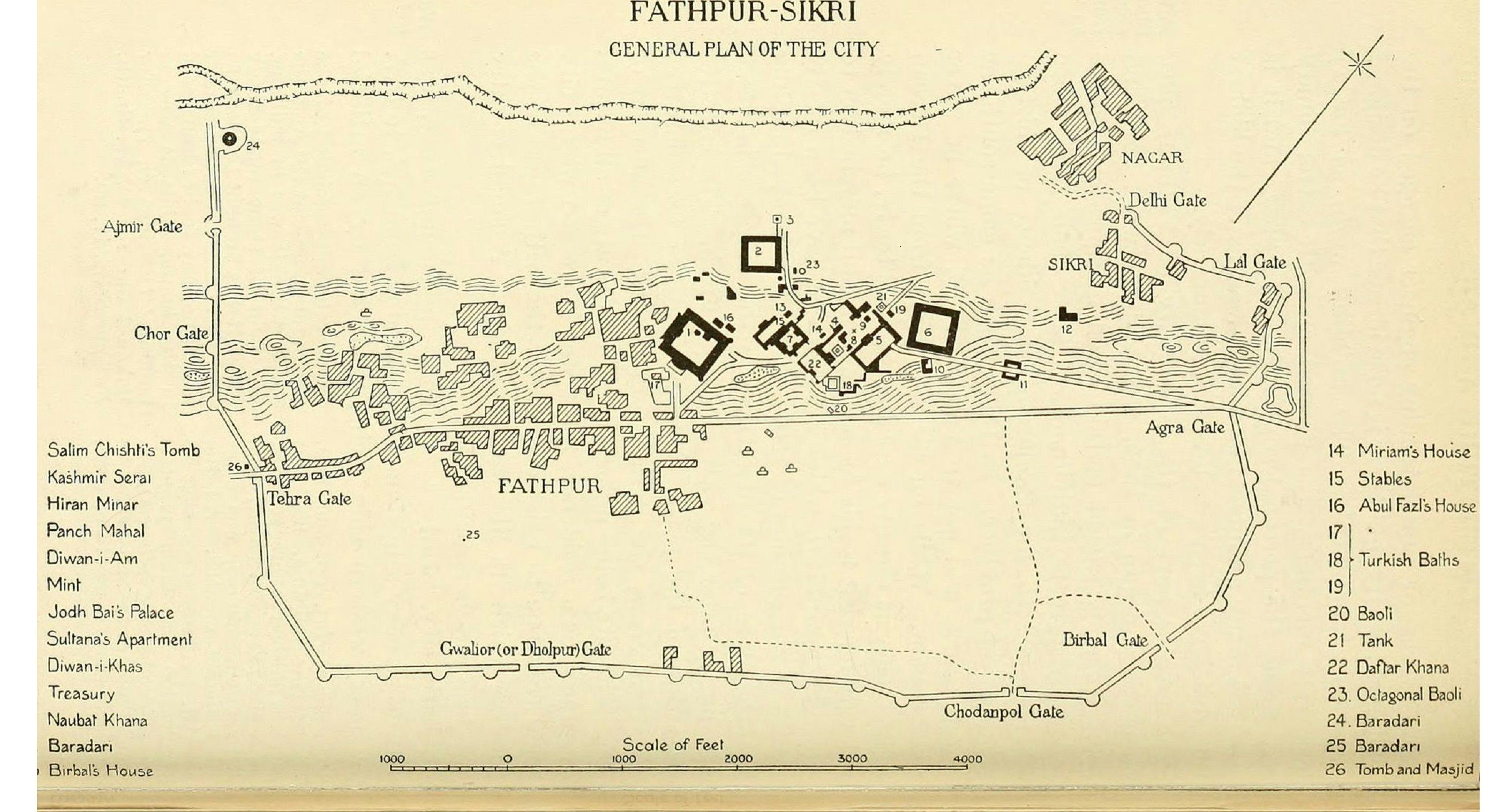 General plan of Fatehpur Sikri city in 1917