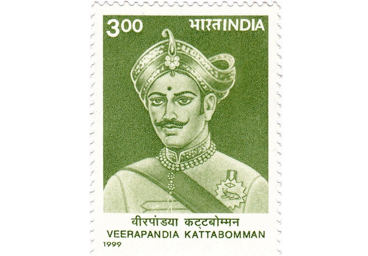 Stamp issued in honour of Veerapandiya Kattabomman