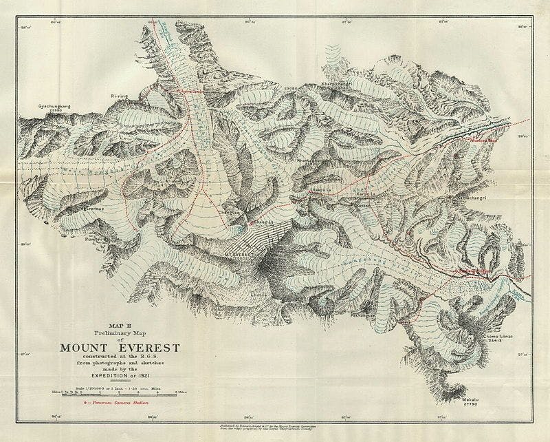 Preliminary Map of Everest by Howard-Bury, C. K.,1922