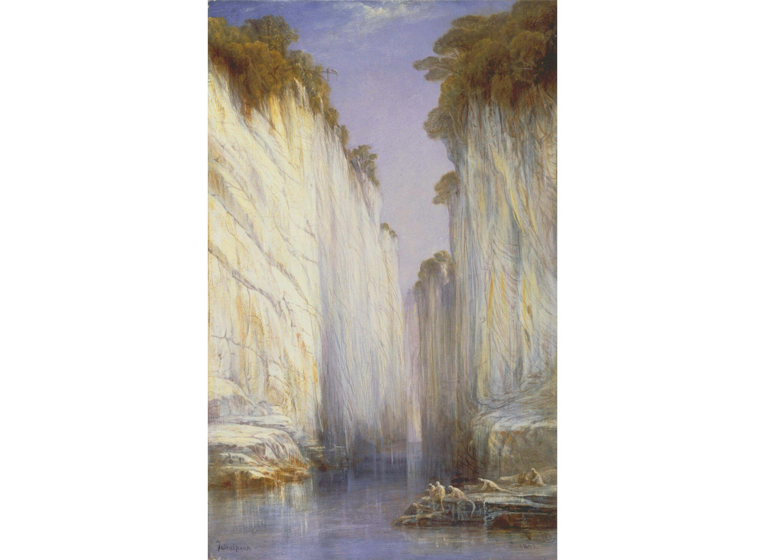 A painting of the Marble Rocks by Edward Lear 