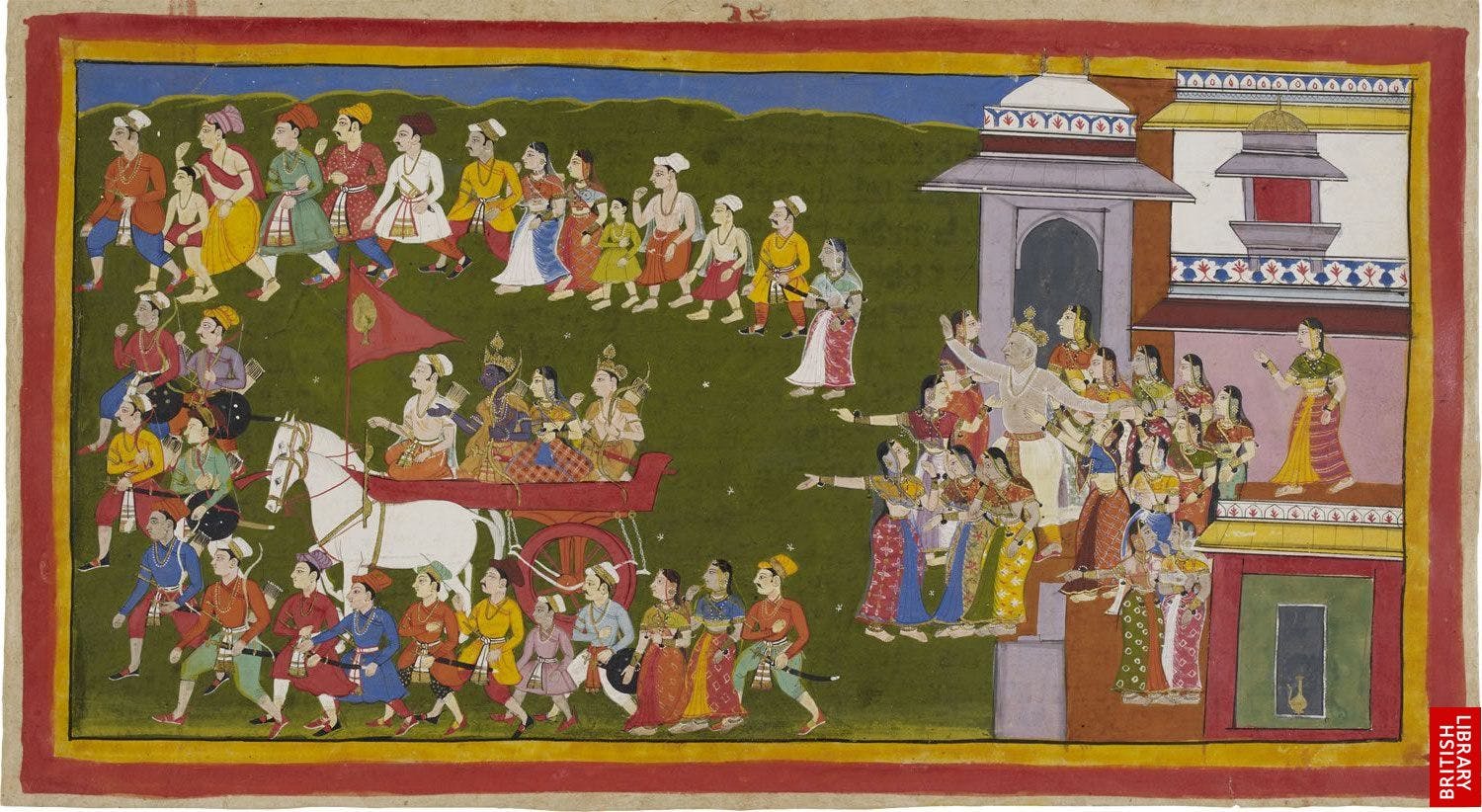 Rama leaving for fourteen years of exile from Ayodhya, painting from 17th century