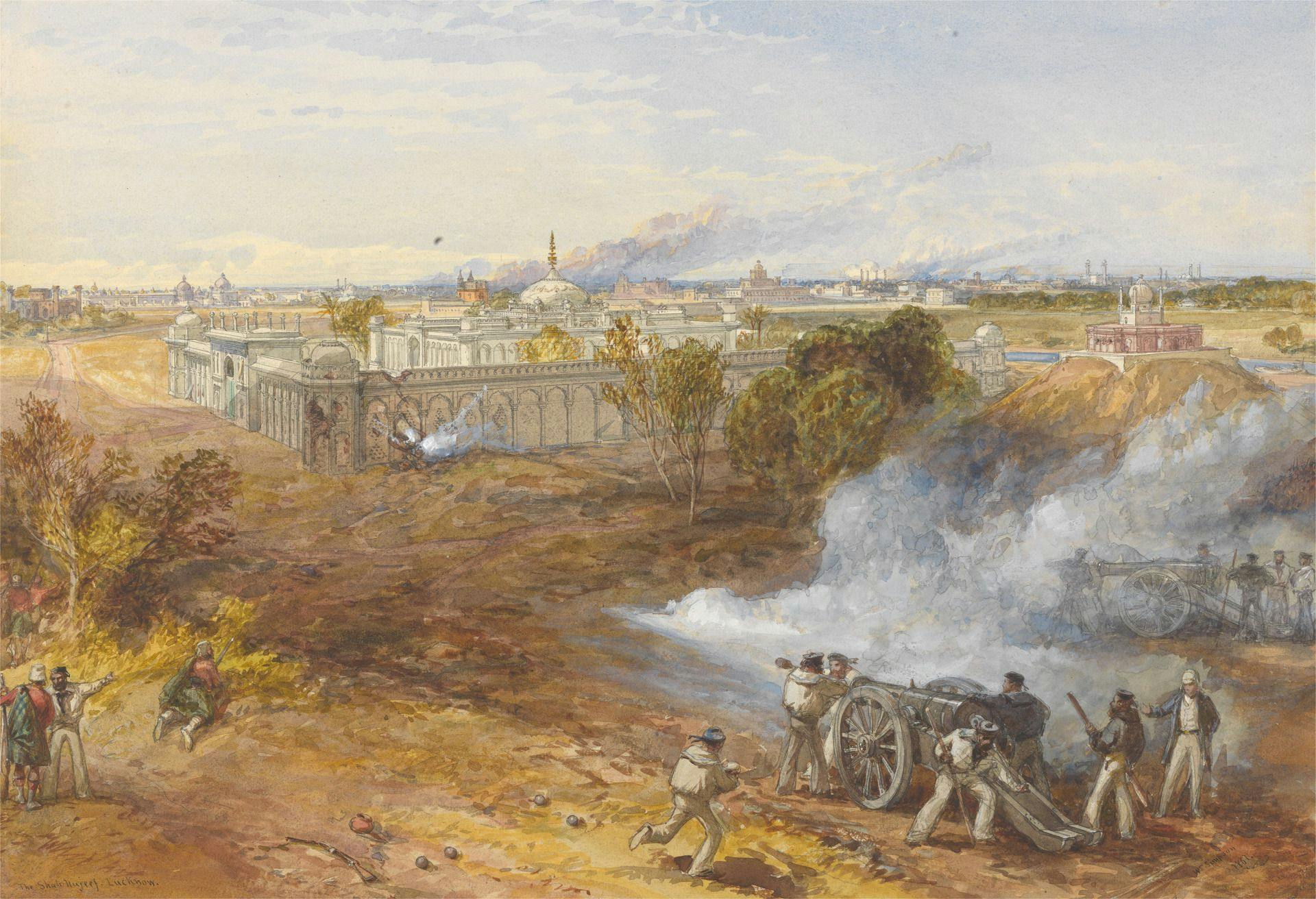 The 1857 battle at Shah Najaf, by William Sampson (1860)