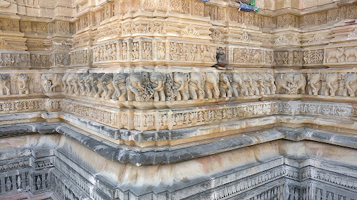 A close up of the elephant band (Gajathara) on the base of the temple