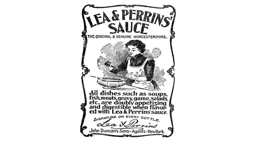 Old advertisement for Lea and Perrins Worcestershire Sauce