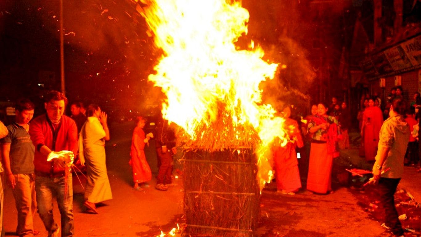 Burning of the symbolic hut
