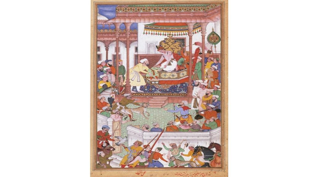 Young Abdul Rahim Khan-i-Khanan being received by Akbar
