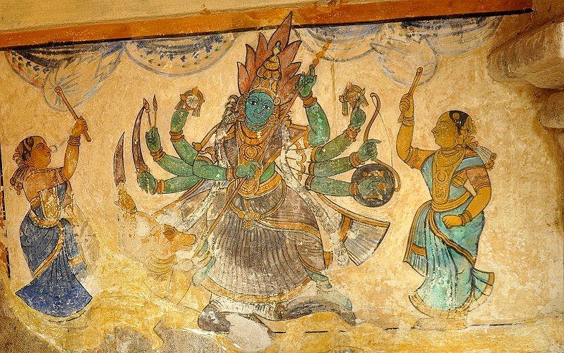 One of the paintings at the temple