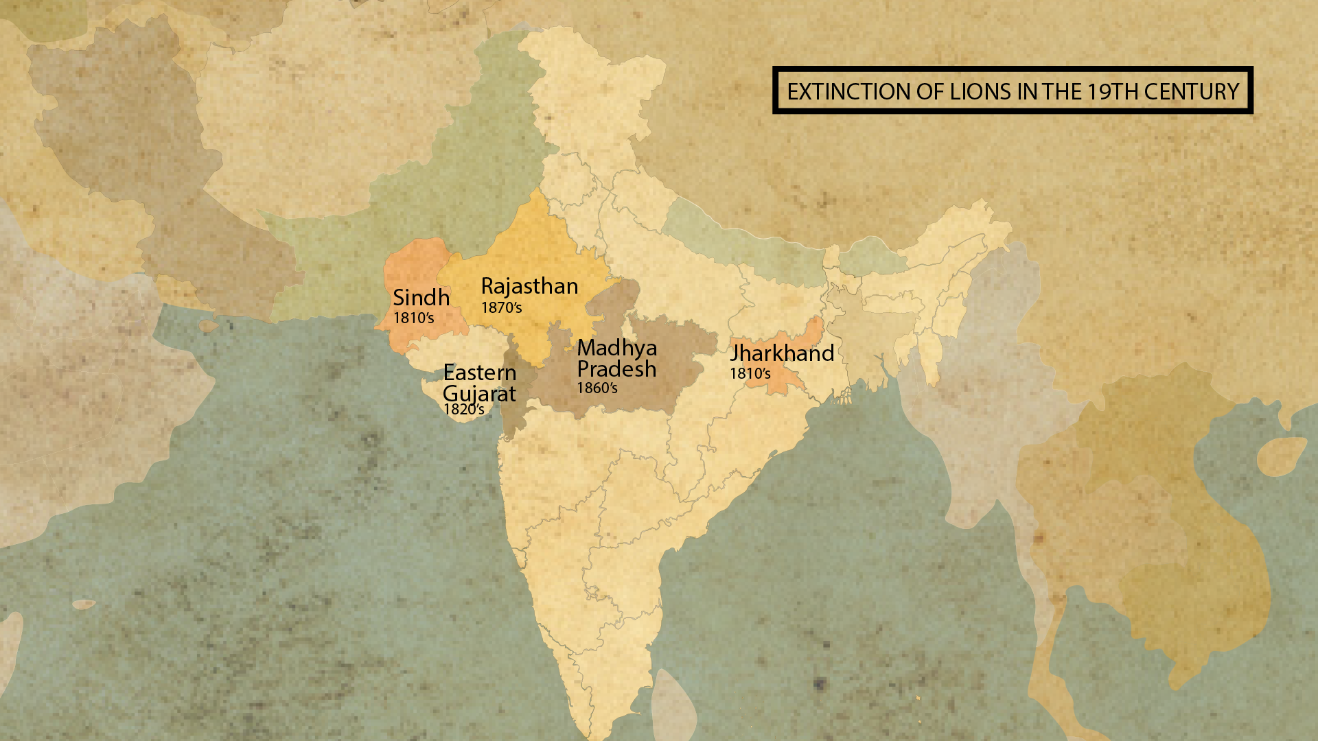 Extinction of lions from rest of India except Gir in the 19th century