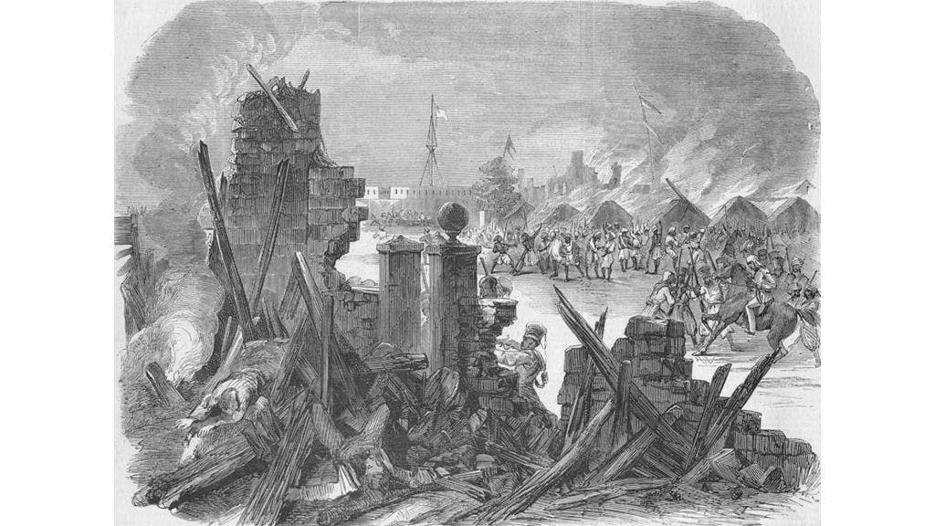 “The Sepoy revolt at Meerut,” from the Illustrated London News, 1857