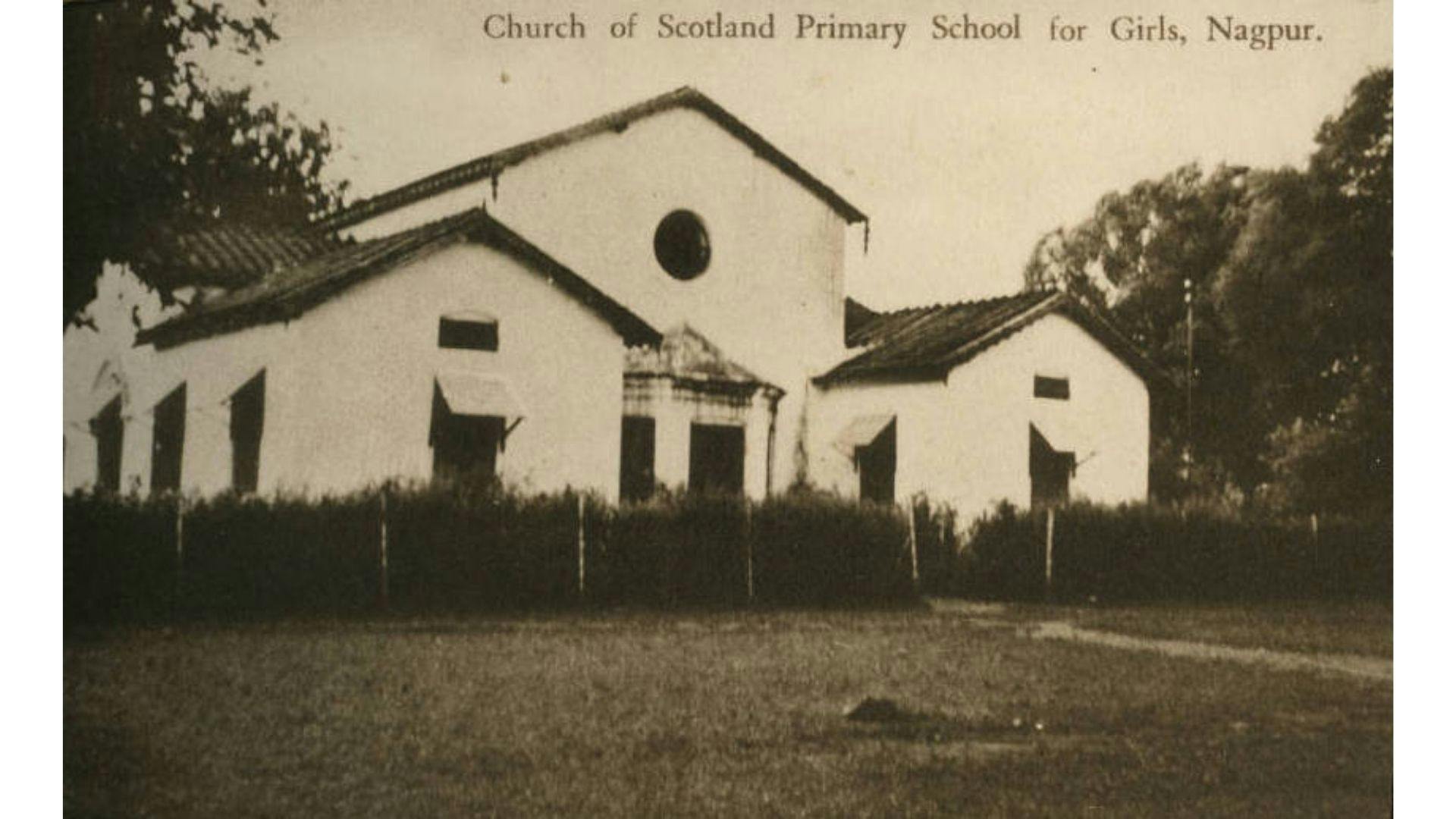 Exterior view of primary school Primary School for Girls, Nagpur, 1927 | National Library of Scotland