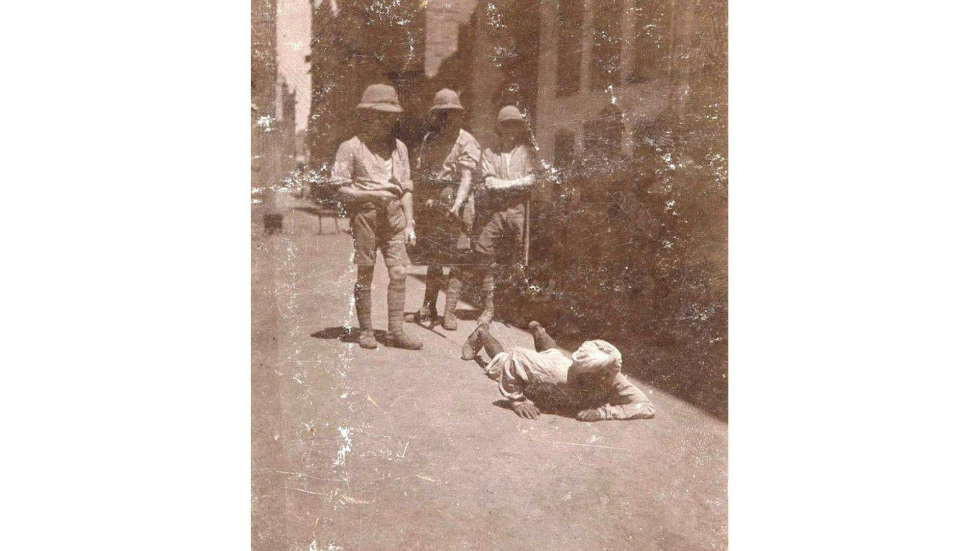 Local People in Punjab Being Made To Crawl On Their Bellies By The British As part of Martial Law