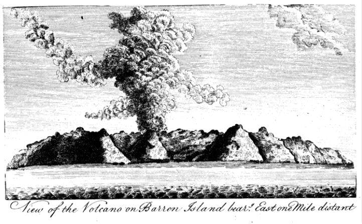 Sketch of Barren Island by Lieutenant RH Colebrooke