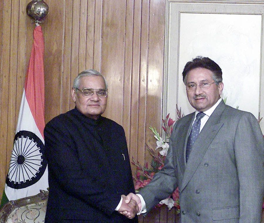 The_Prime_Minister_Shri_Atal_Bihari_Vajpayee_meets_the_President_of_Pakistan_Mr._Pervez_Musharraf_on_the_sidline_of_12th_SAARC_Summit_in_Islmabad_on_January_5,_2003