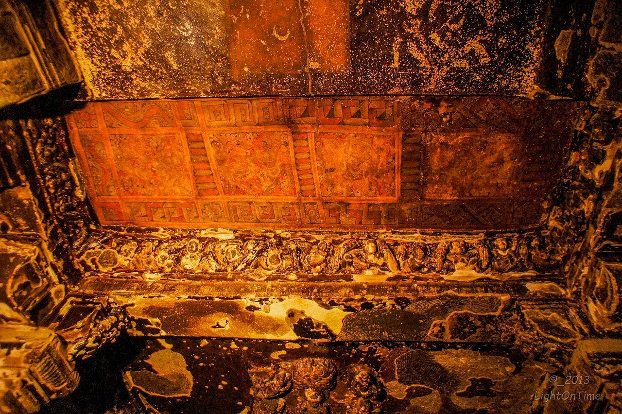Remnants of paintings on the ceiling