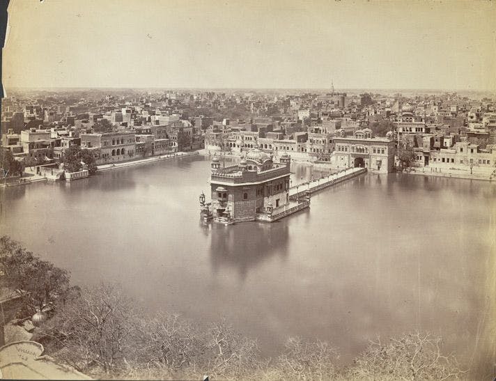 The Golden Temple and sacred tank at Amritsar, photo taken by George Craddock in the 1880s