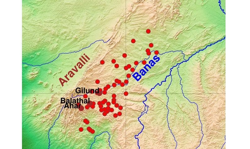 Map of Ahar-Banas Culture sites