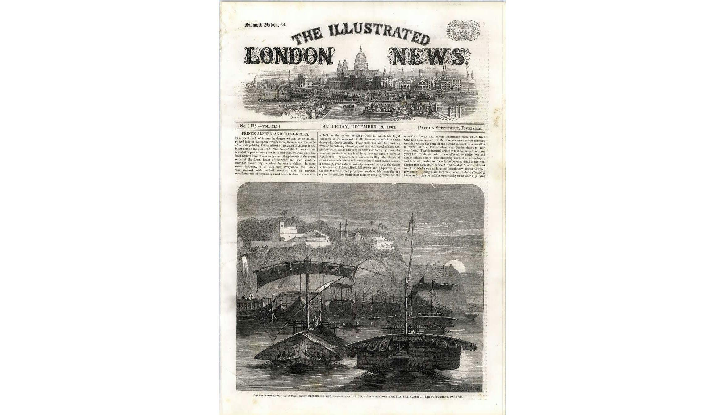 Fleets proceeding from Mirzapur, London News, 1862