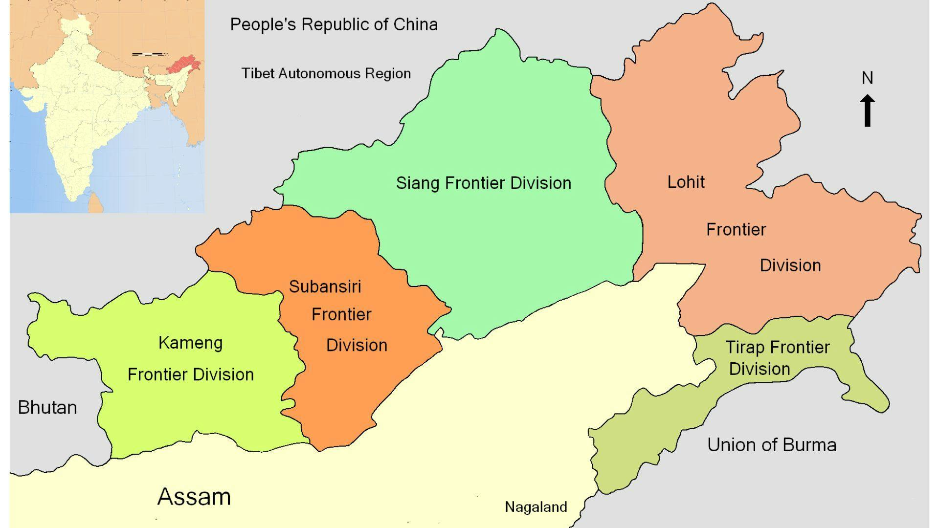 Divisions of the North-East Frontier Agency in 1963
