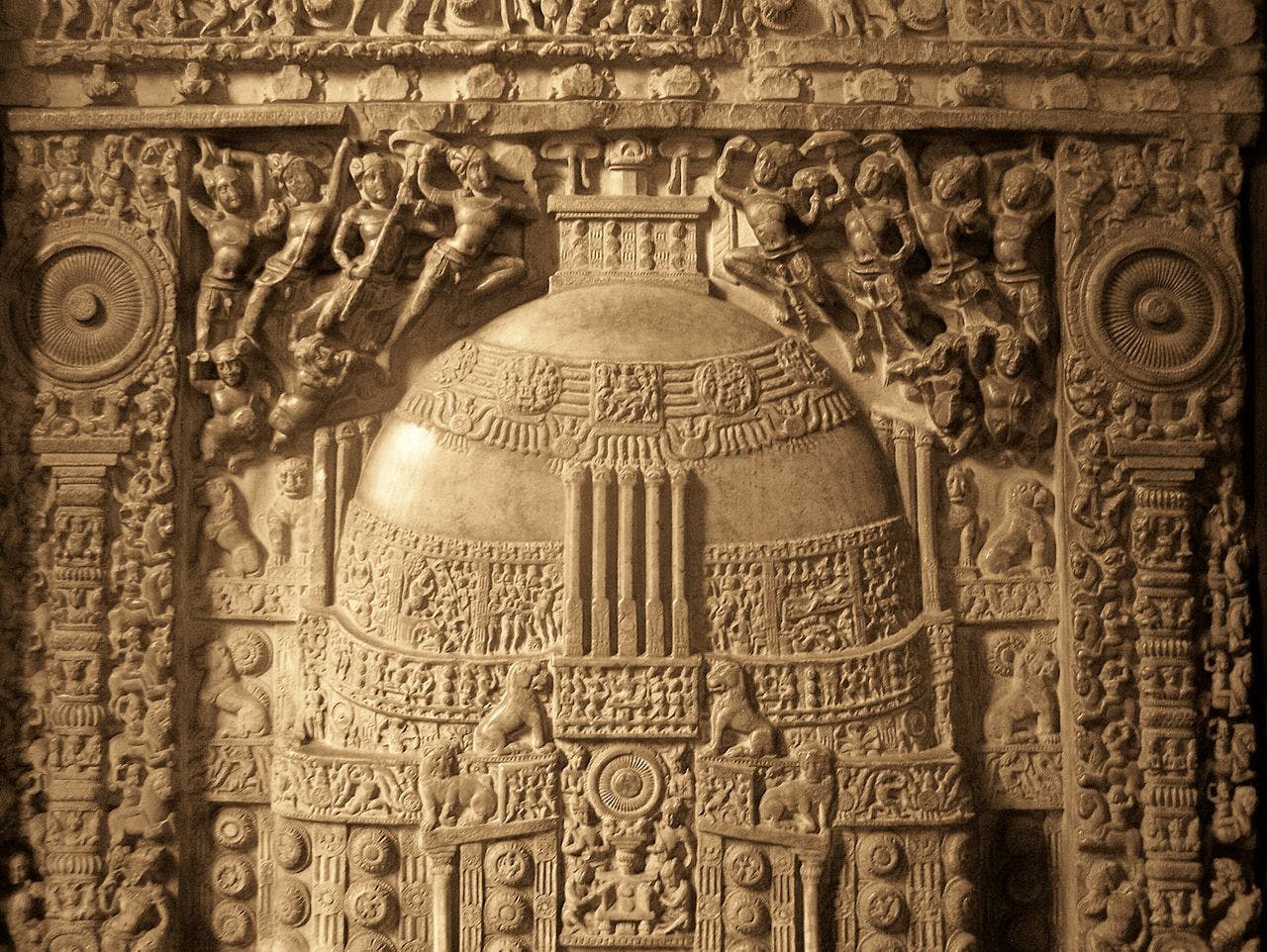 Relief from the side of the Amaravati stupa, now at the Government Museum in Chennai