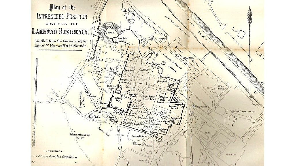 Map of Lucknow Residency, 1857
