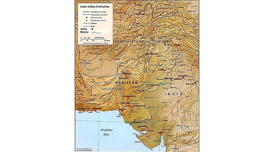 Map showing major Harappan sites