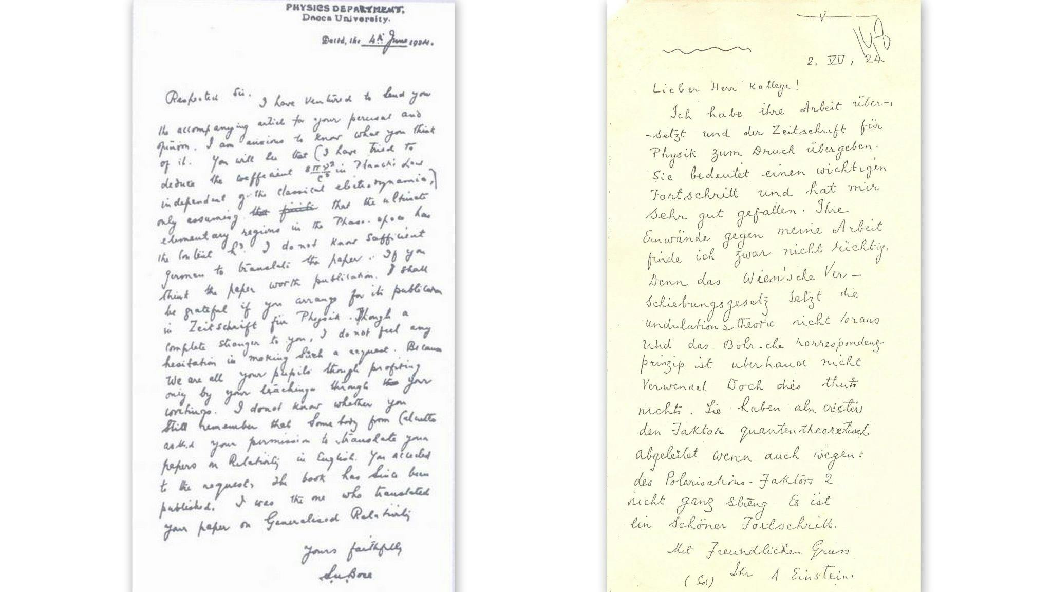 Letter exchanged between Bose and Einstein