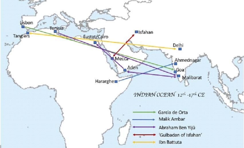 Routes taken by different travellers