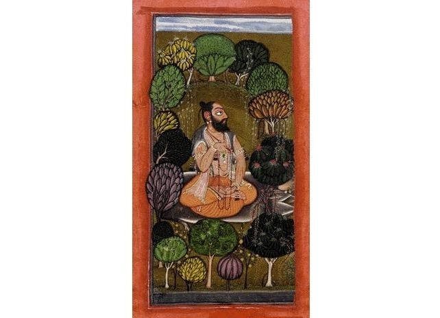 Sage Bharata I writing the Natyasastra, Rajasthani miniature painting