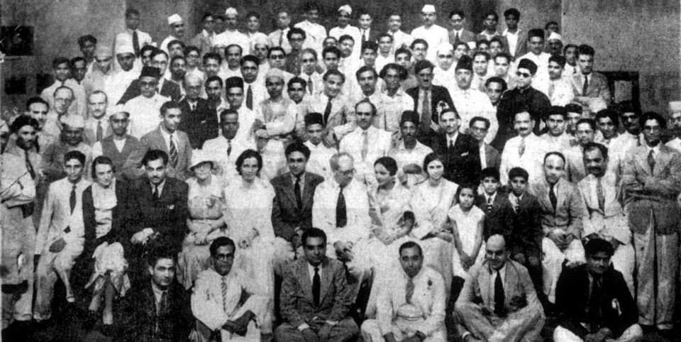 Bombay Talkies Team (with Ashok Kumar, Franz Osten, Devika Rani, Niranjan Pal and Himanshu Rai seated centre), 1930s