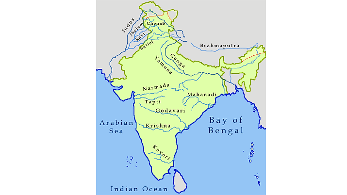 Map showing rivers of India
