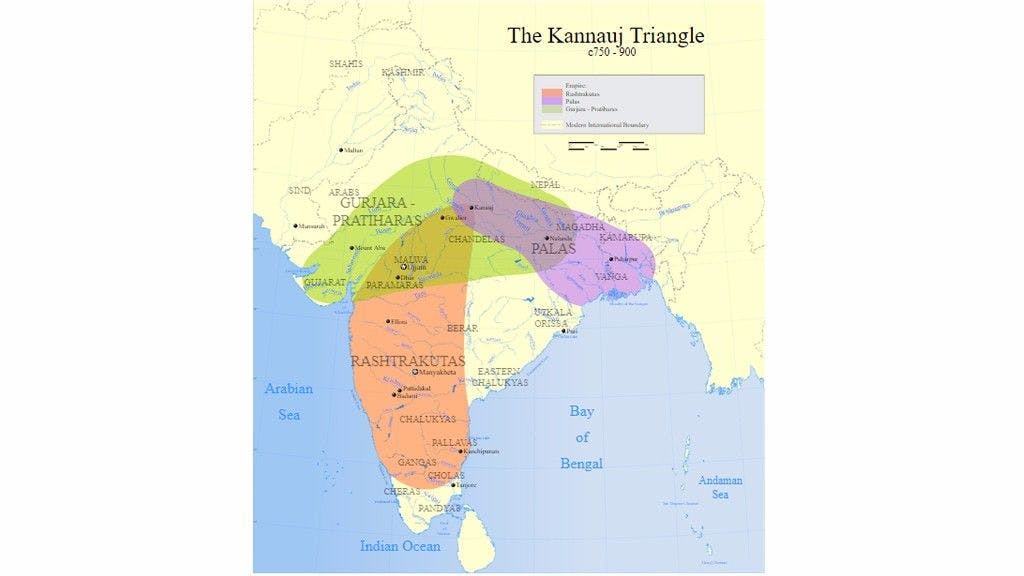 The kingdoms vying for Kanauj