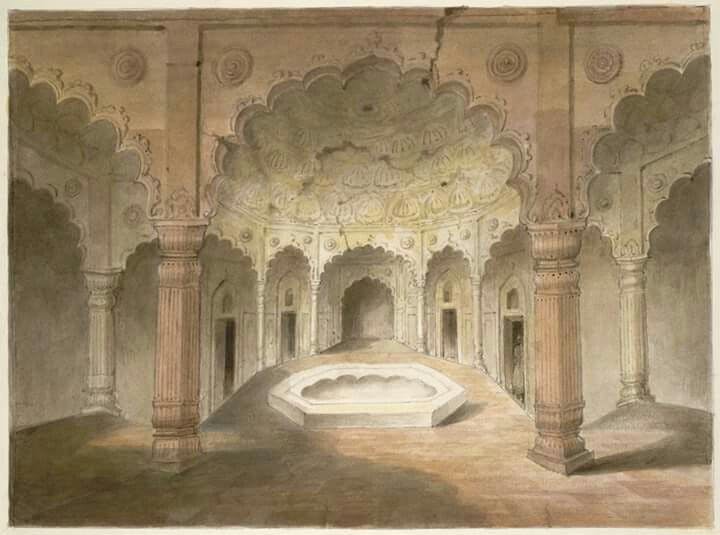 Illustration of Shahi Hmamam of Agra Fort before it was dismantled