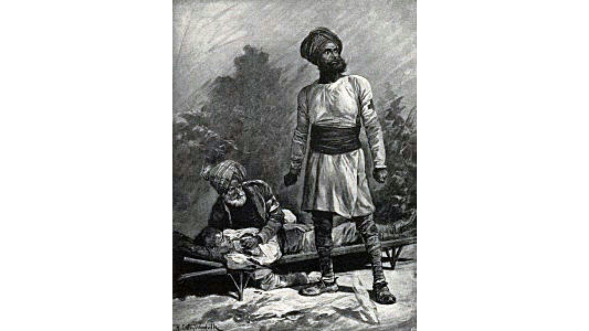 Indian Stretcher Bearers of the unit led by Mahatma Gandhi