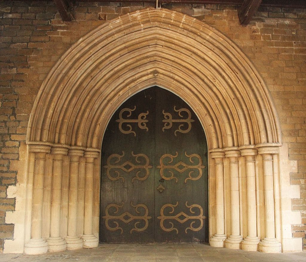 The doorway of the church