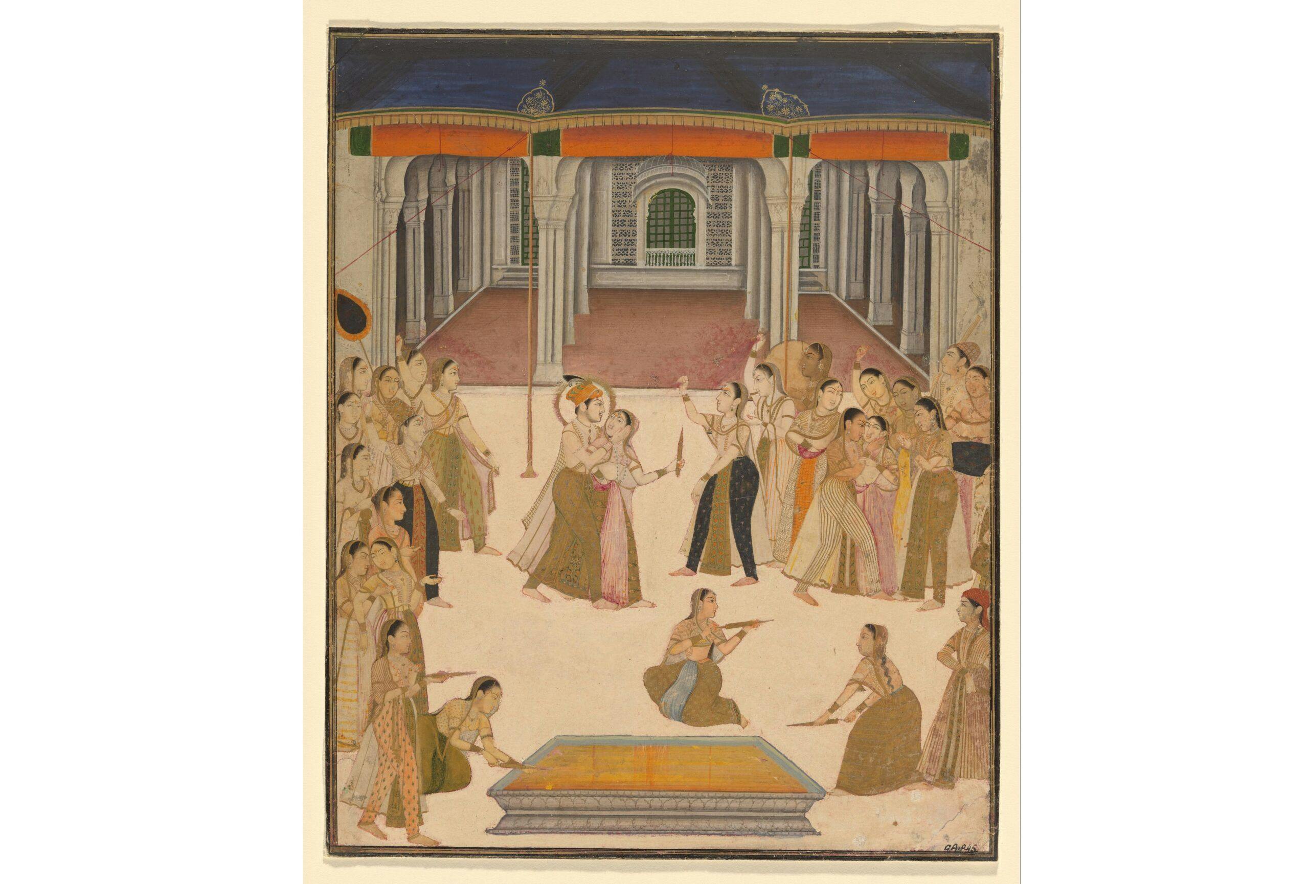 Emperor Jahangir celebrating Holi with the ladies of the Zenana, Lucknow, c.1800    