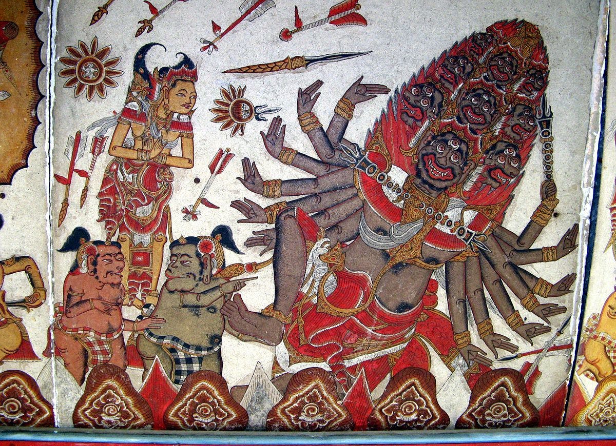 Ravana fails to harm Ram, Bale Kambang, Bali’s version of Ramayana