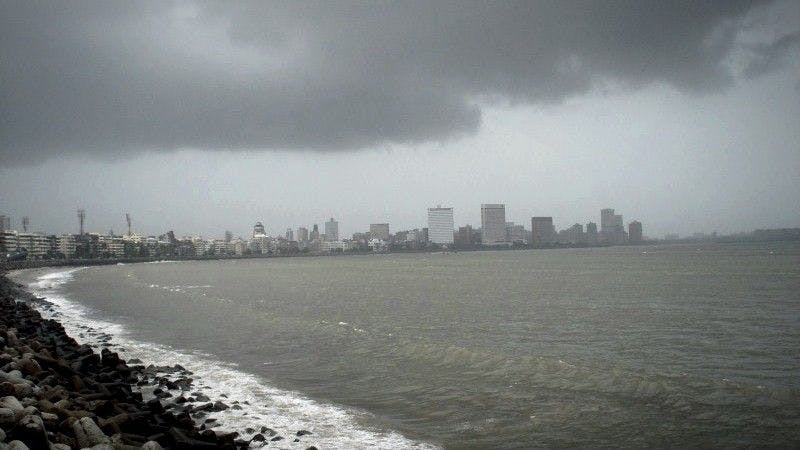 Marine Drive in Mumbai during the monsoon season