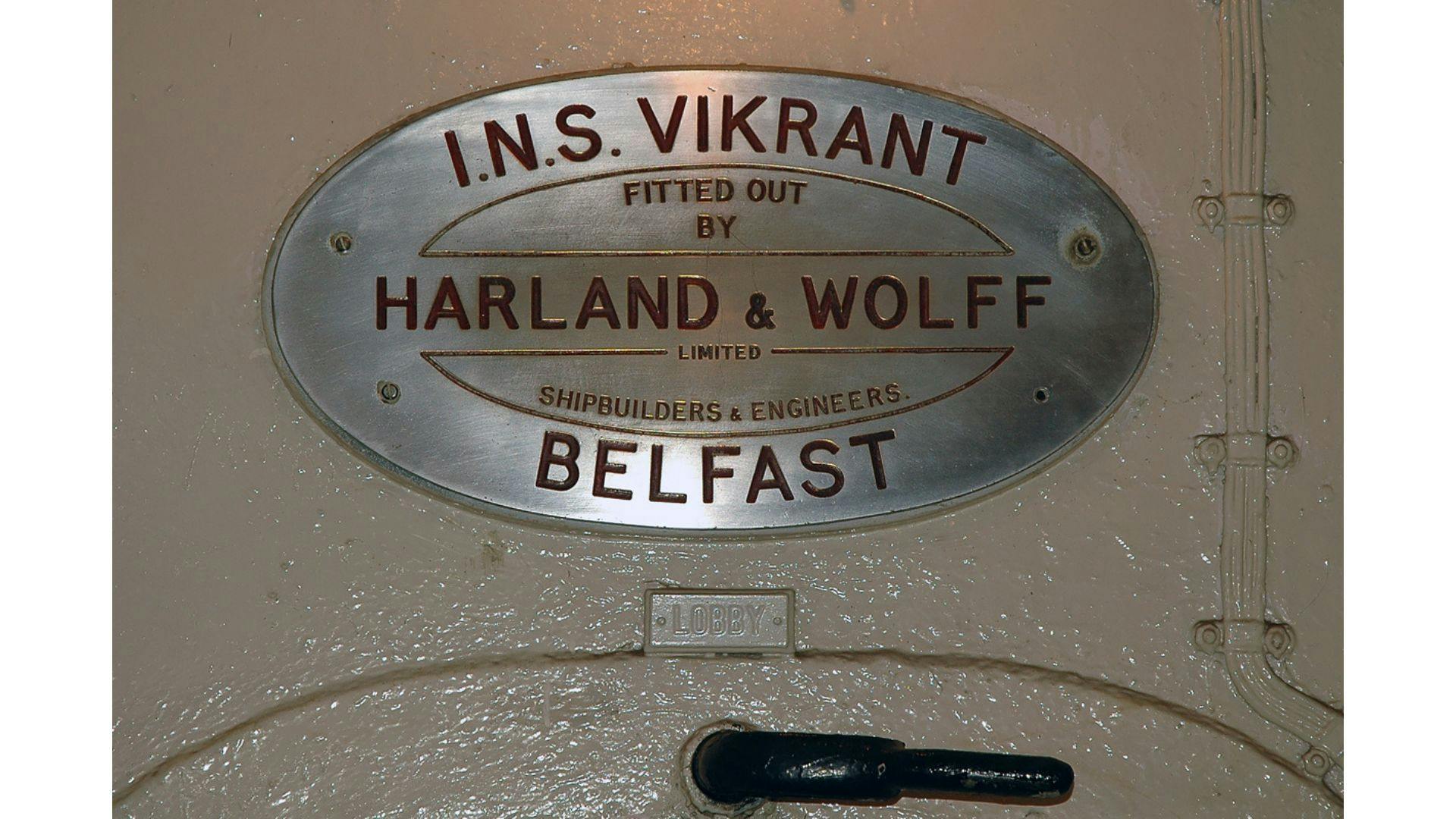 Harland and Wolff Builder's Plate on INS Vikrant