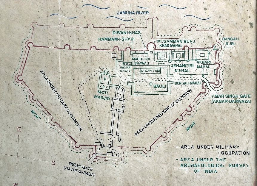 Plan of the Agra Fort