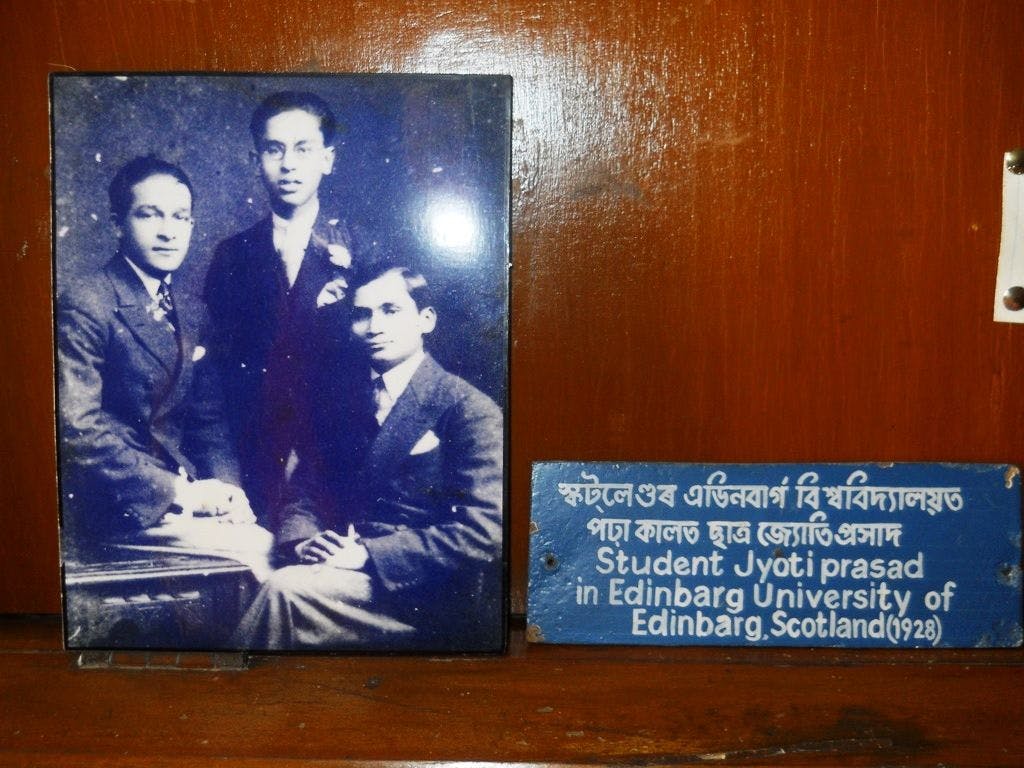 A young Jyoti Prasad, sitting on the right