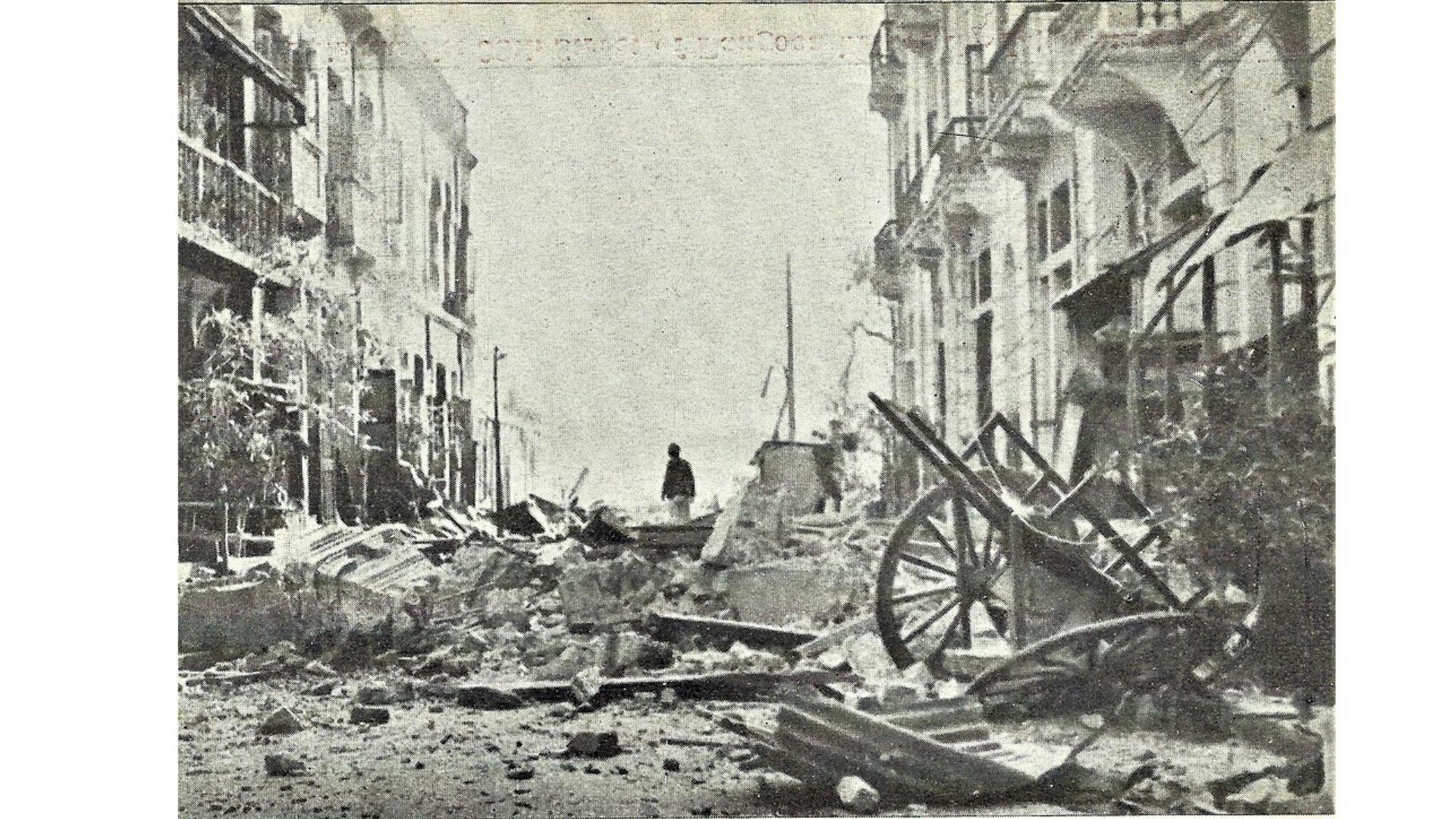 Rangoon, 39th Street after the Japanese Bombing of the city | Wikimedia Commons
