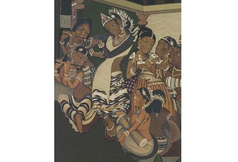 Detail from Ajanta painting by Robert Gill