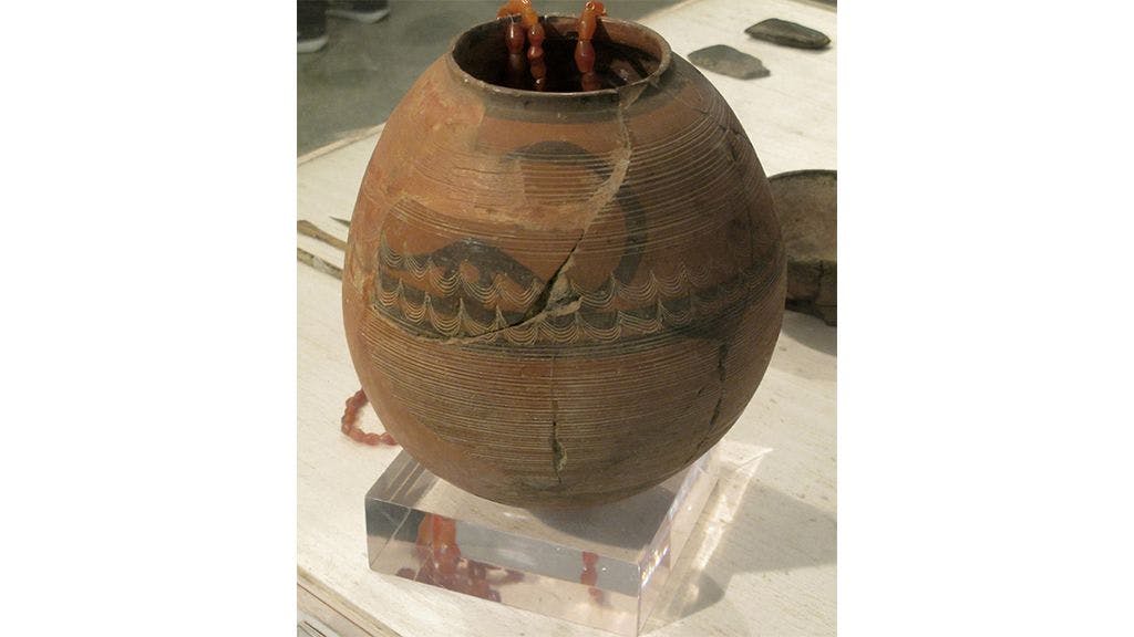 A painted pot unearthed from Burzahom