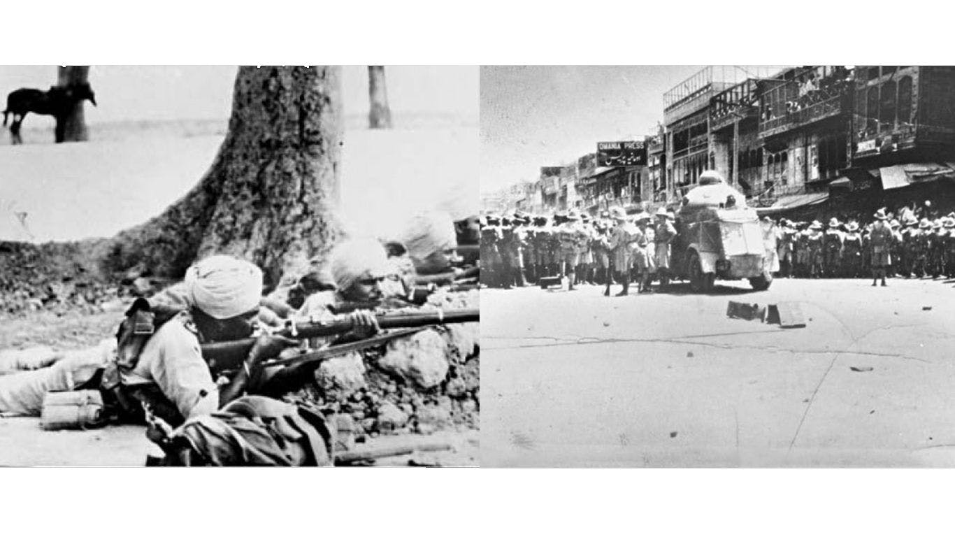 British Indian troops demonstrations in Peshawar during the Qissa Khwani Bazaar massacre