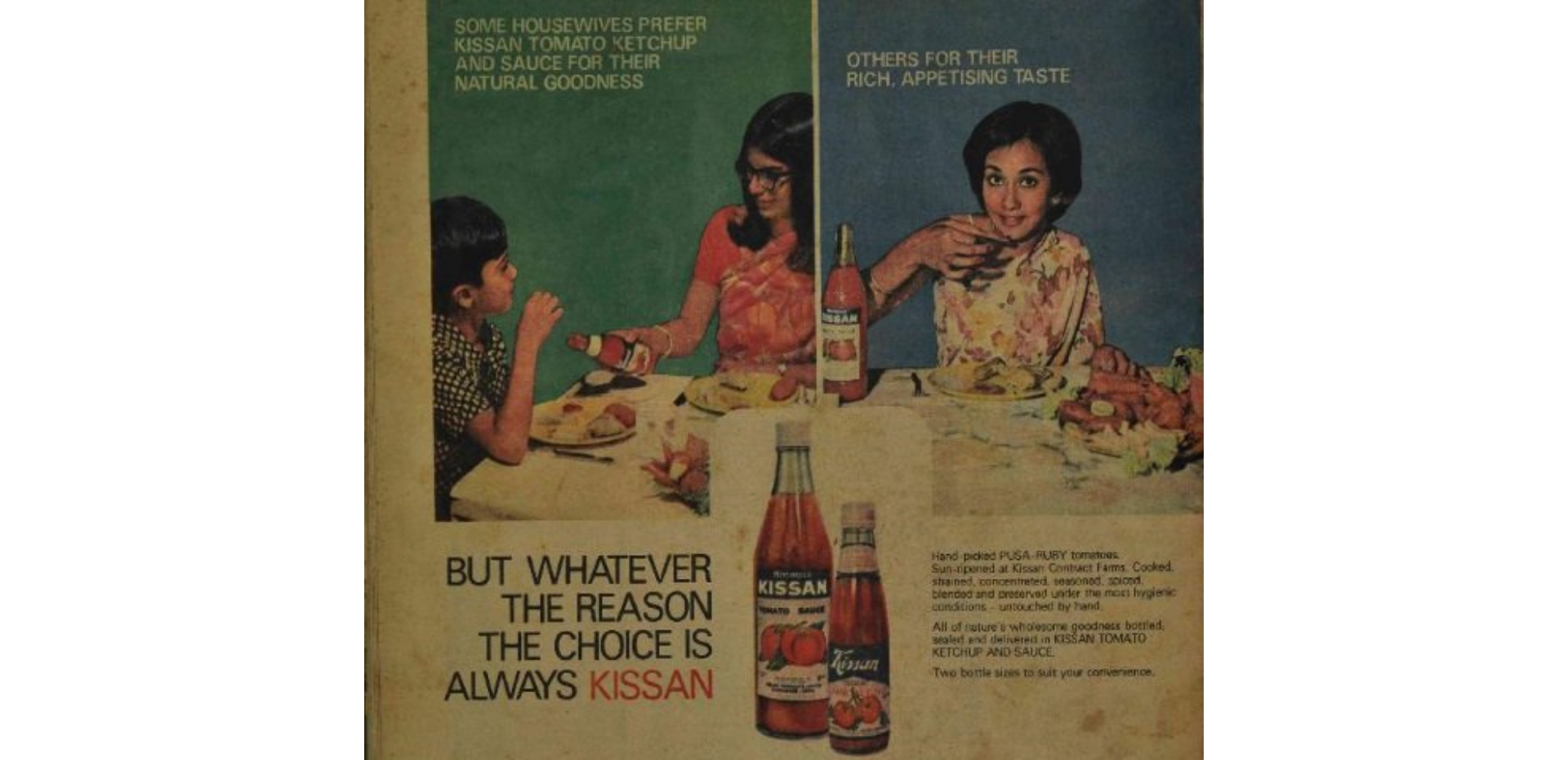 An advertisement for Kissan Tomato Ketchup