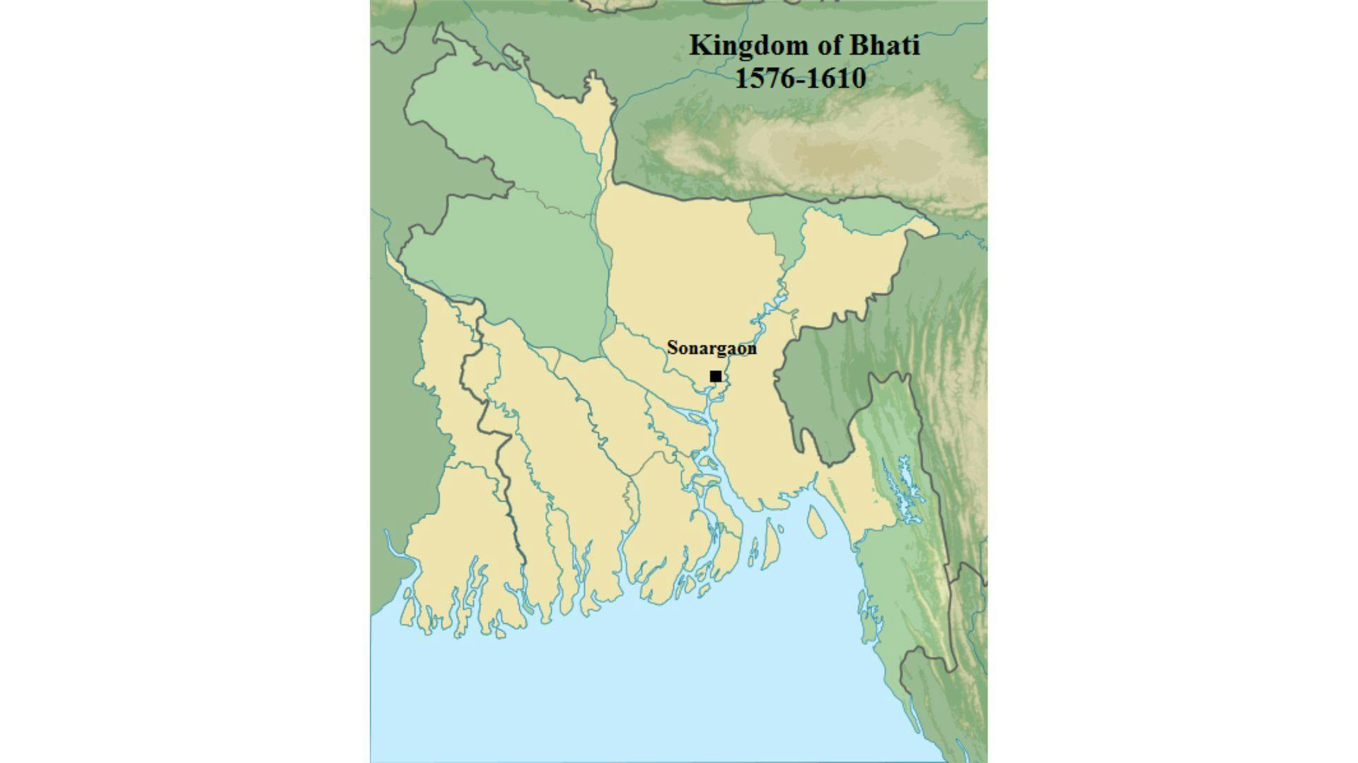 Territory ruled by the Baro Bhuiyan under Isa Khan, shown here as the Kingdom of Bhati | Wikimedia Commons
