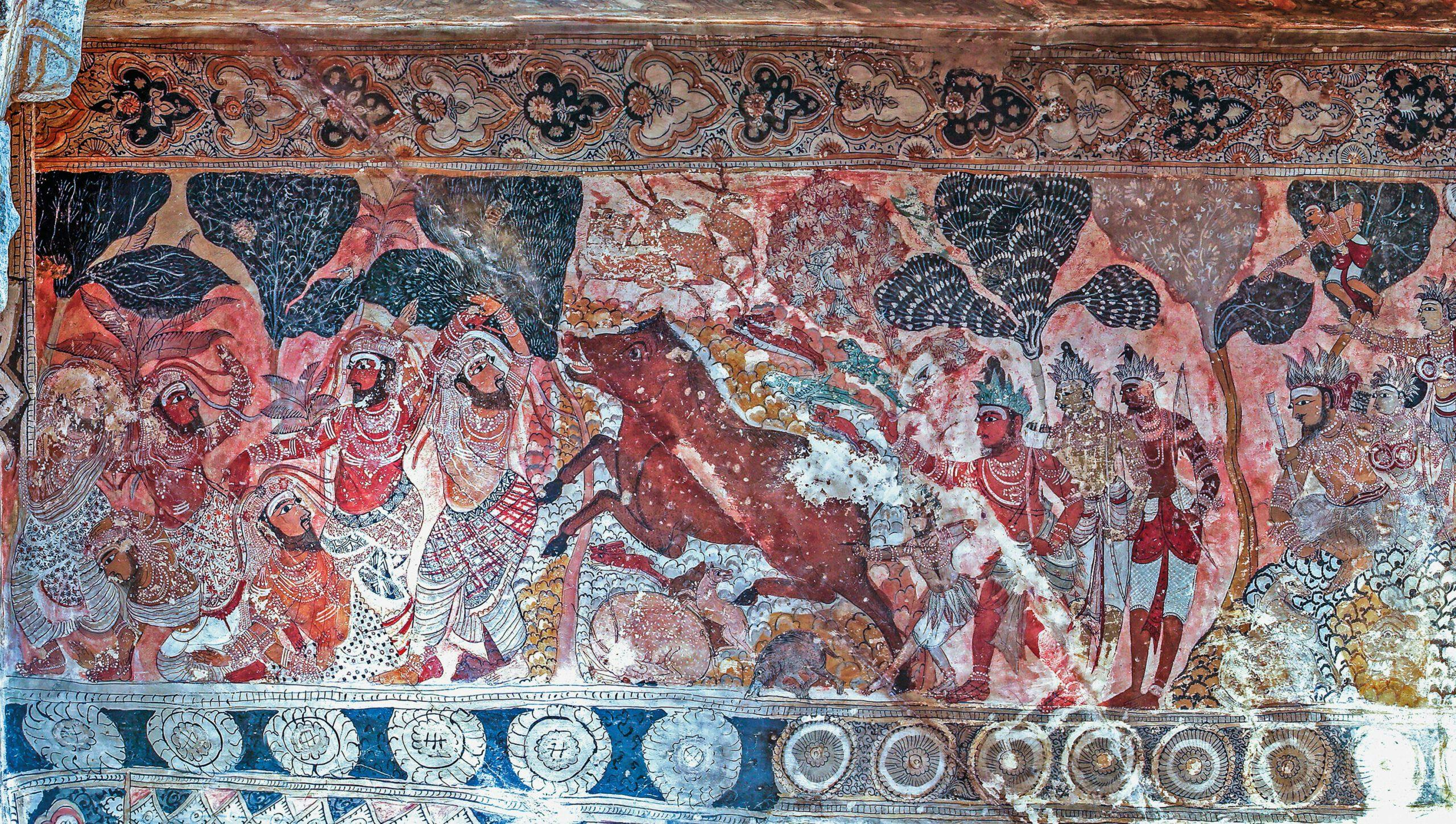 Panel A7, Scene 15, detail of 'Shiva and Parvati accompanied by their retinue'